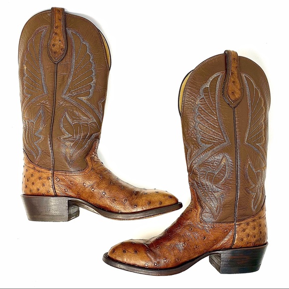 VTG Hondo Full Quill Ostrich Leather Western Boots - Picture 3 of 8